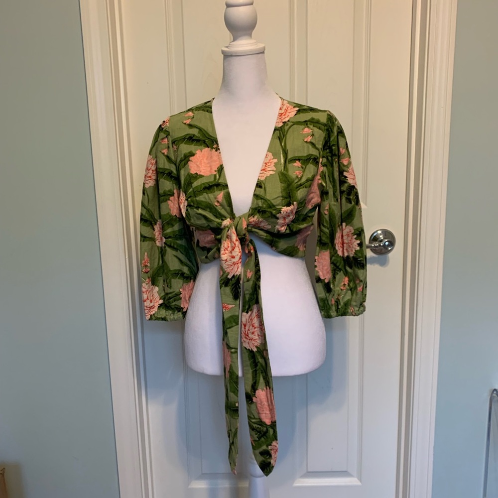 Agua Bendita X Target Women’s Peony Print Wrap Top - Picture 2 of 7